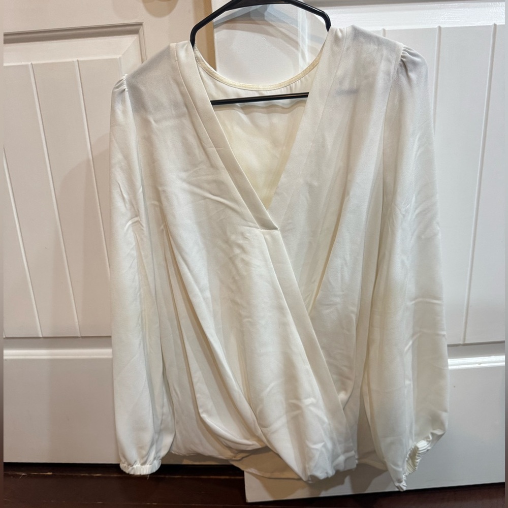 Elegant Cream Wrap Blouse